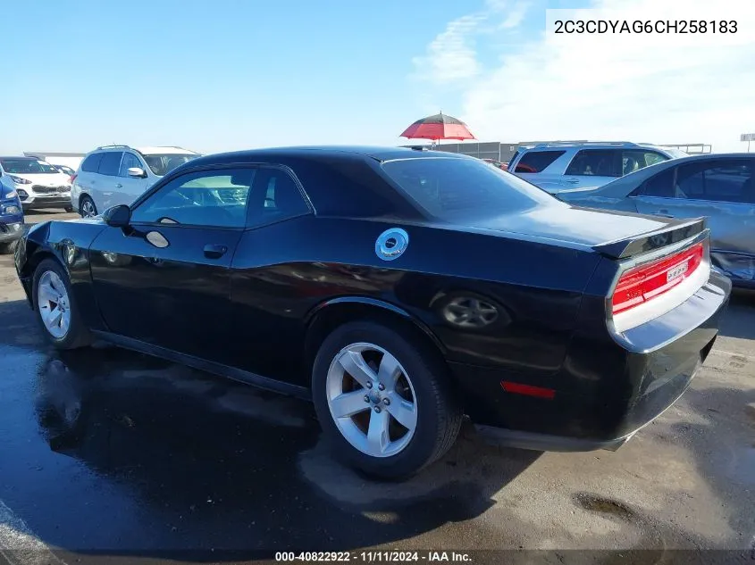 2C3CDYAG6CH258183 2012 Dodge Challenger Sxt