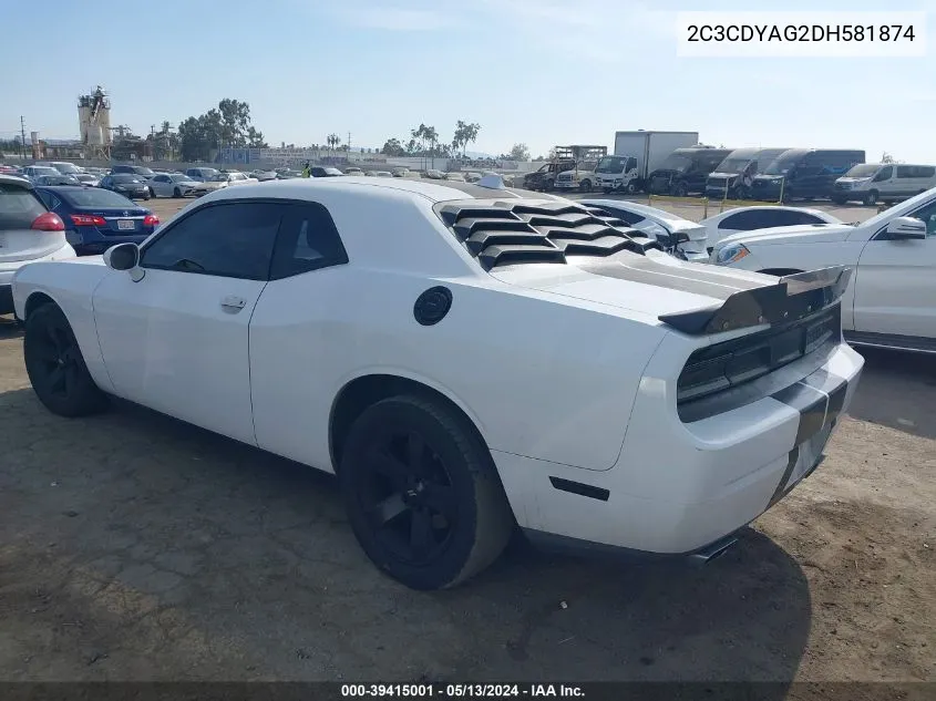 2C3CDYAG2DH581874 2013 Dodge Challenger Sxt