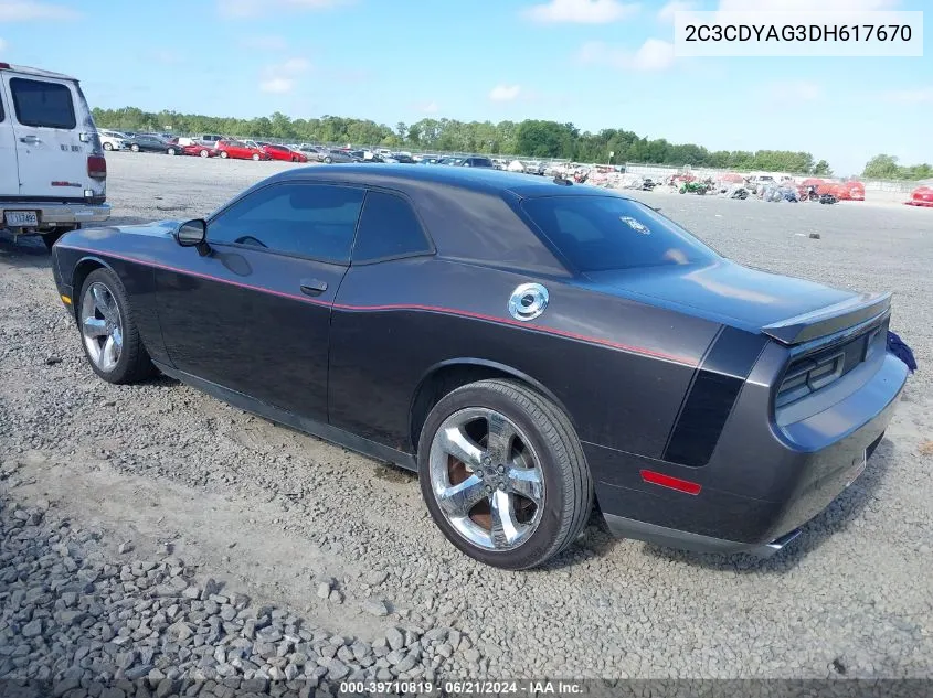 2013 Dodge Challenger Sxt VIN: 2C3CDYAG3DH617670 Lot: 39710819