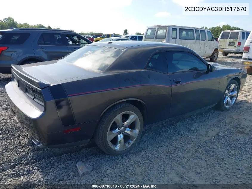 2013 Dodge Challenger Sxt VIN: 2C3CDYAG3DH617670 Lot: 39710819