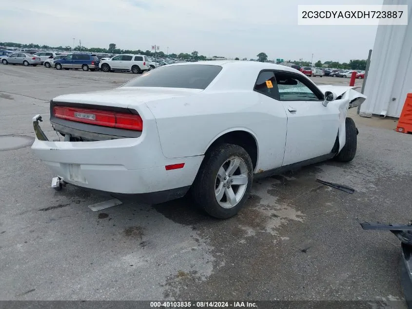 2C3CDYAGXDH723887 2013 Dodge Challenger Sxt