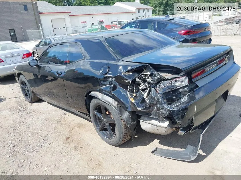 2C3CDYAG1DH692478 2013 Dodge Challenger Sxt