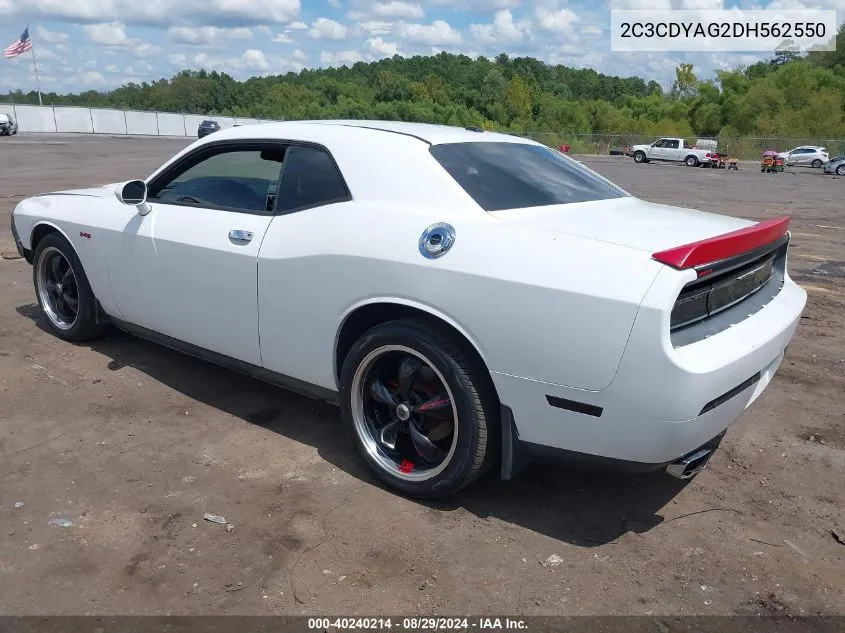 2013 Dodge Challenger Sxt VIN: 2C3CDYAG2DH562550 Lot: 40240214