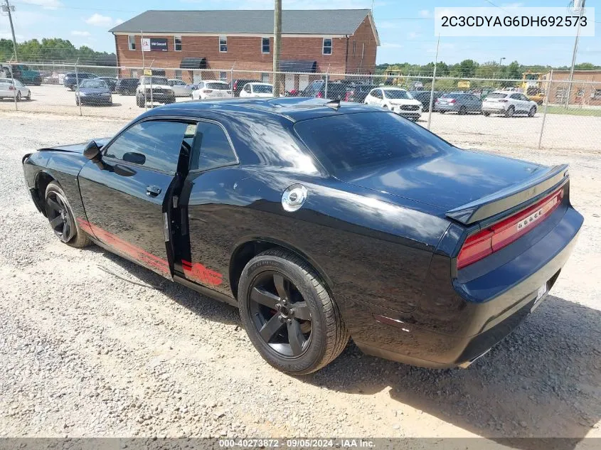 2C3CDYAG6DH692573 2013 Dodge Challenger Sxt