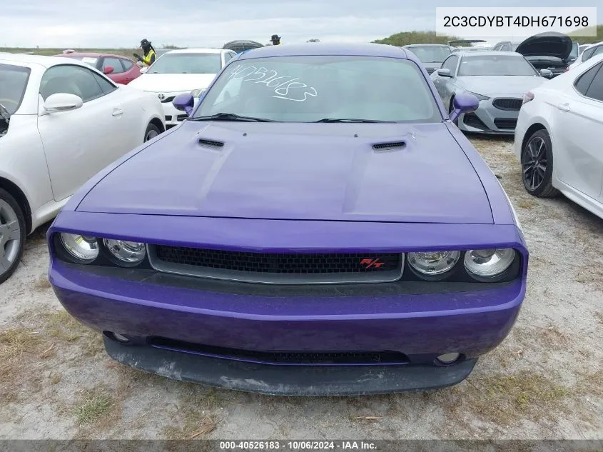 2013 Dodge Challenger R/T VIN: 2C3CDYBT4DH671698 Lot: 40526183