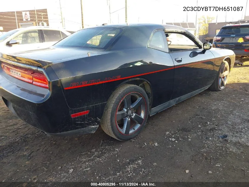 2013 Dodge Challenger R/T VIN: 2C3CDYBT7DH651087 Lot: 40805295