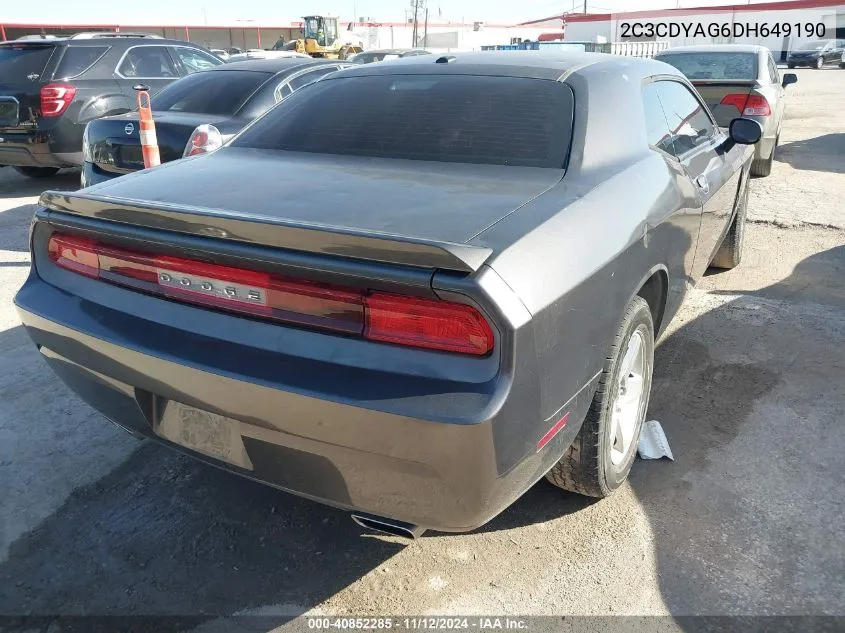 2013 Dodge Challenger Sxt VIN: 2C3CDYAG6DH649190 Lot: 40852285