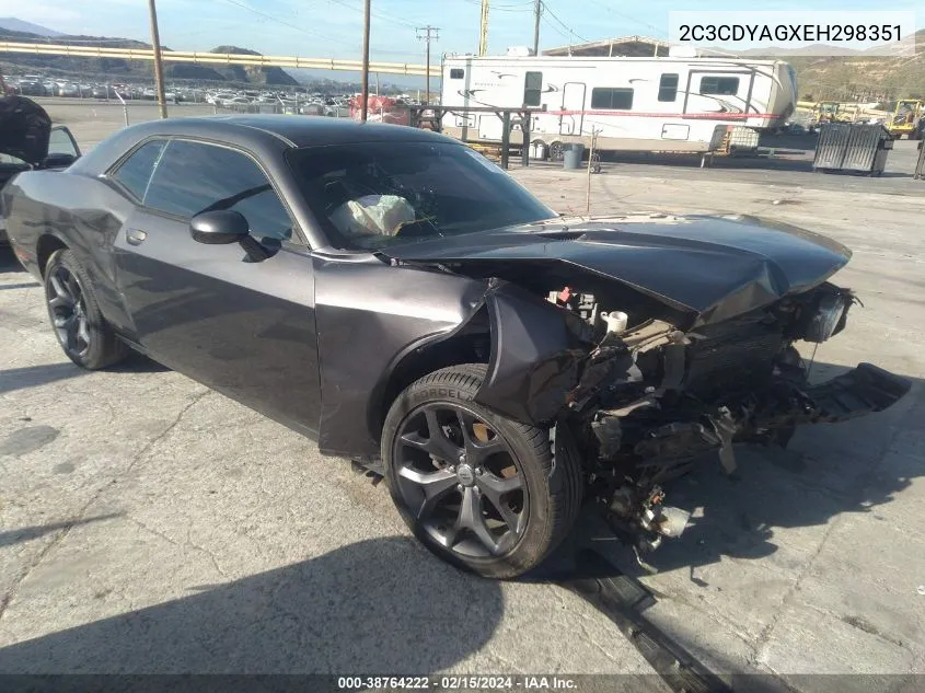 2014 Dodge Challenger Sxt VIN: 2C3CDYAGXEH298351 Lot: 38764222