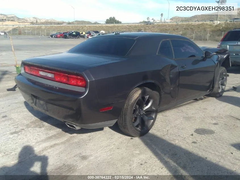 2014 Dodge Challenger Sxt VIN: 2C3CDYAGXEH298351 Lot: 38764222