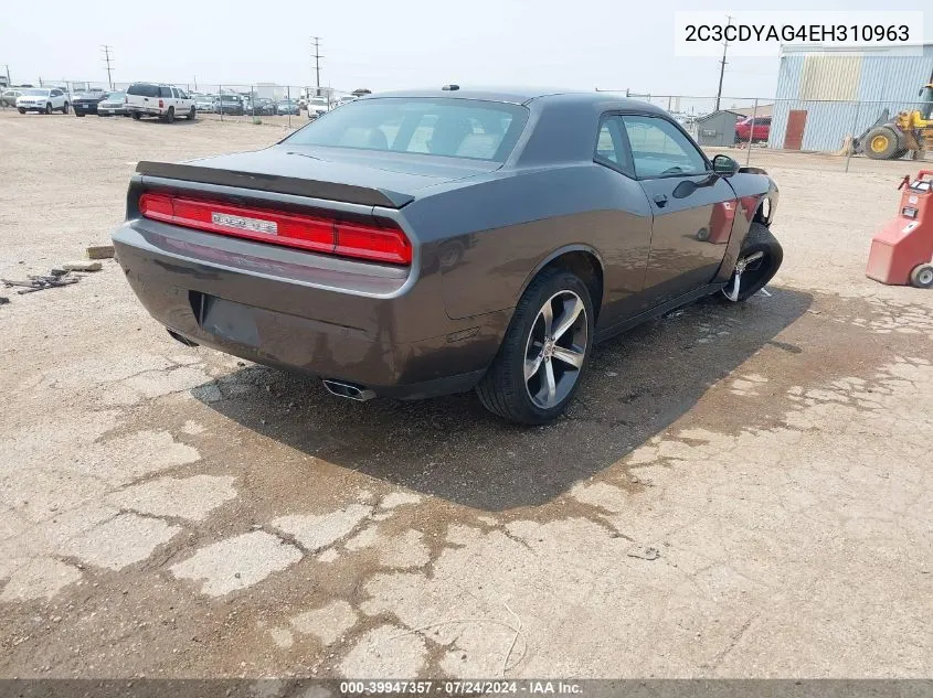 2014 Dodge Challenger Sxt 100Th Anniversary Appearance Group VIN: 2C3CDYAG4EH310963 Lot: 39947357