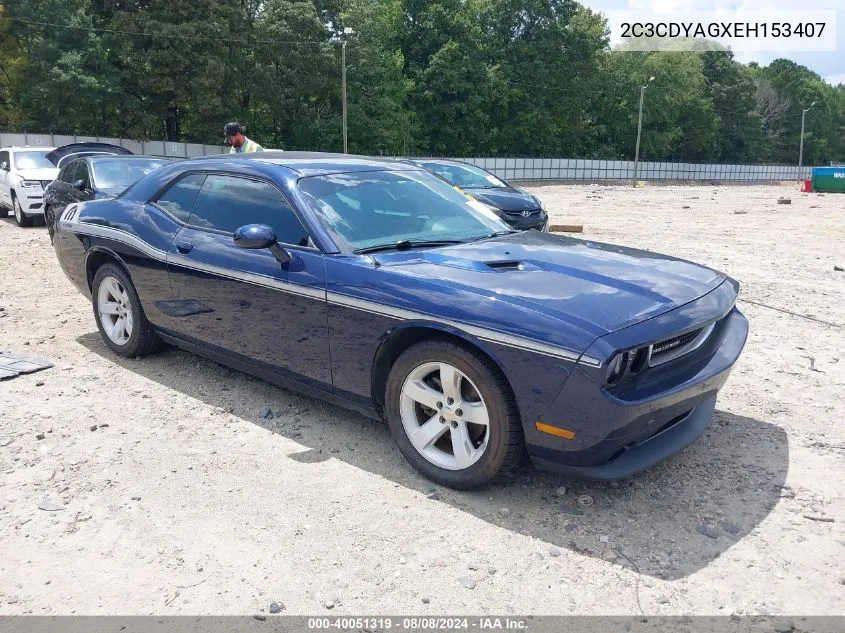 2C3CDYAGXEH153407 2014 Dodge Challenger Sxt