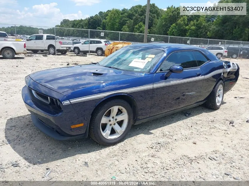 2C3CDYAGXEH153407 2014 Dodge Challenger Sxt