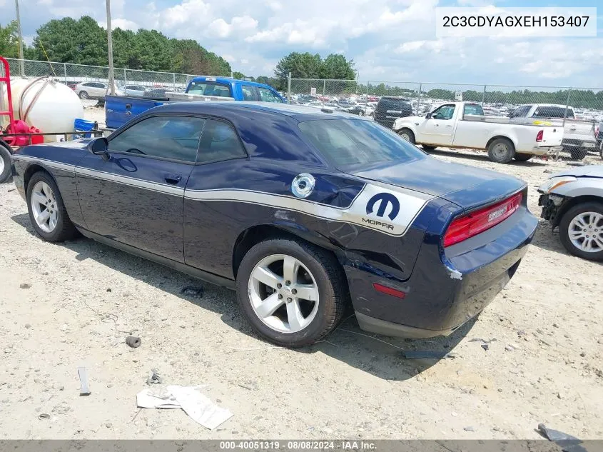 2014 Dodge Challenger Sxt VIN: 2C3CDYAGXEH153407 Lot: 40051319