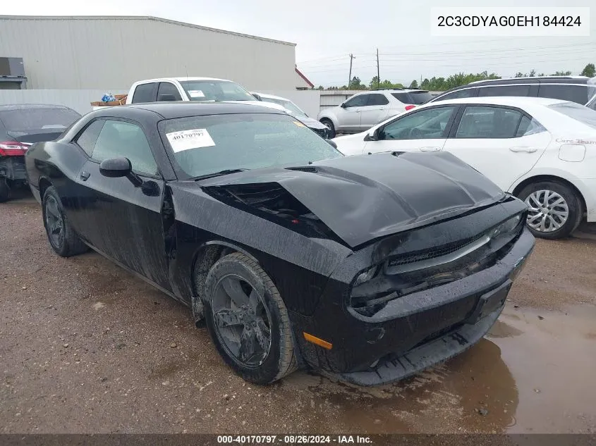 2014 Dodge Challenger Sxt VIN: 2C3CDYAG0EH184424 Lot: 40170797