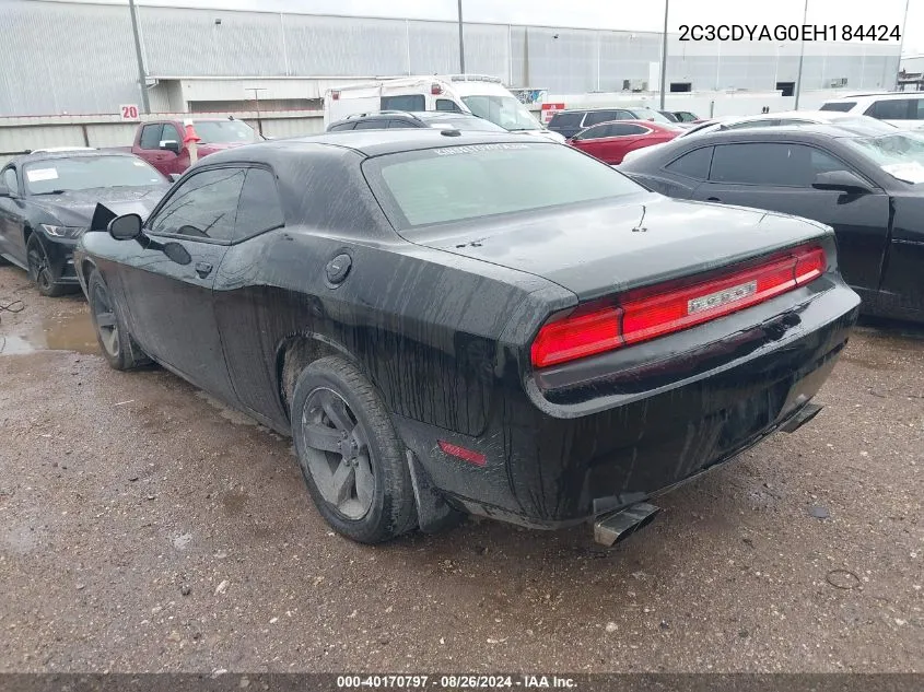 2C3CDYAG0EH184424 2014 Dodge Challenger Sxt