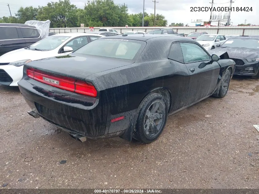 2C3CDYAG0EH184424 2014 Dodge Challenger Sxt