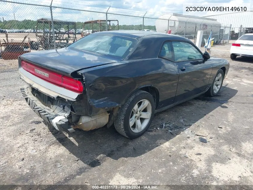 2C3CDYAG9EH149610 2014 Dodge Challenger Sxt