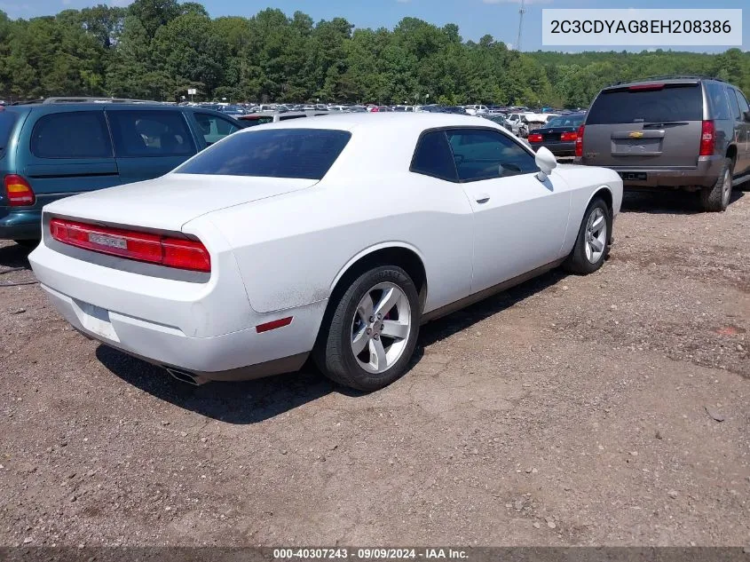 2C3CDYAG8EH208386 2014 Dodge Challenger Sxt