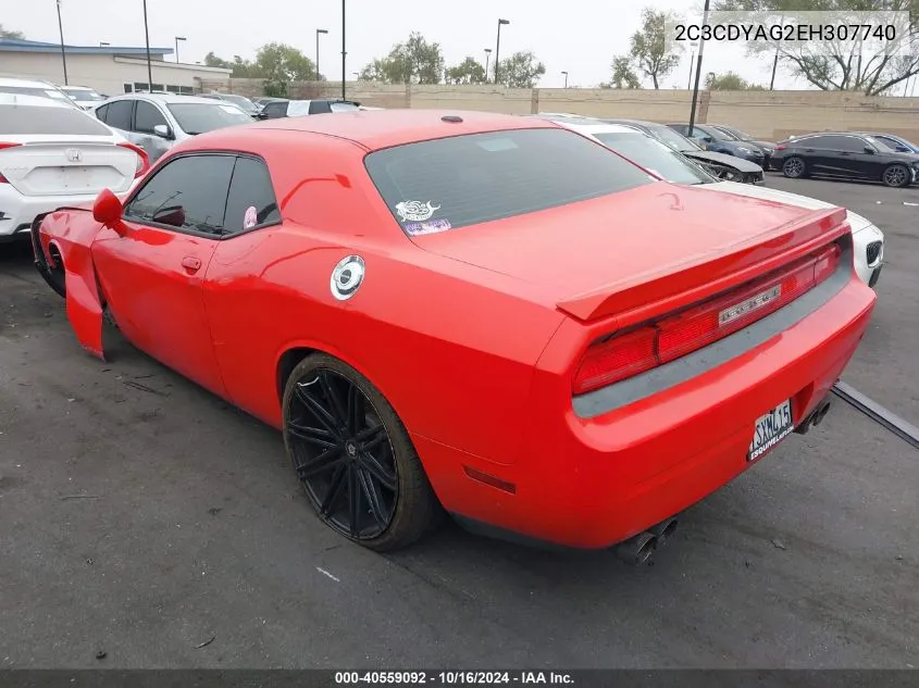 2C3CDYAG2EH307740 2014 Dodge Challenger Sxt