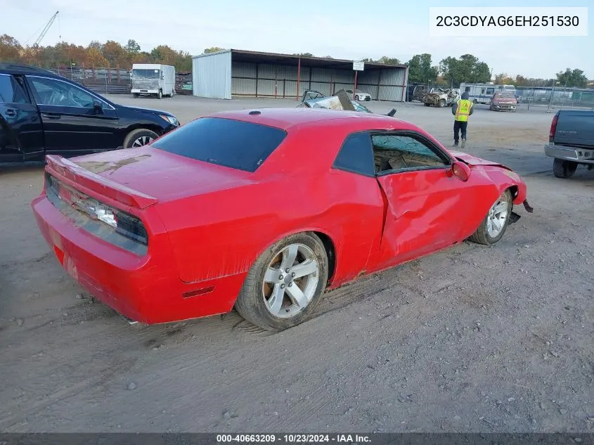 2C3CDYAG6EH251530 2014 Dodge Challenger Sxt