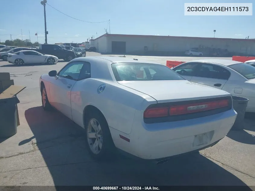 2C3CDYAG4EH111573 2014 Dodge Challenger Sxt