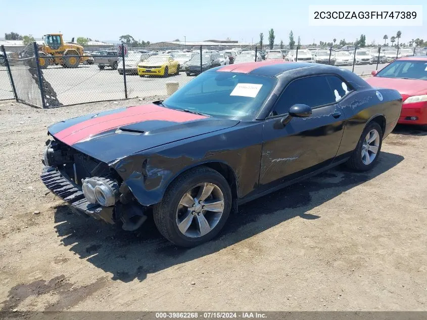 2015 Dodge Challenger Sxt VIN: 2C3CDZAG3FH747389 Lot: 39862268