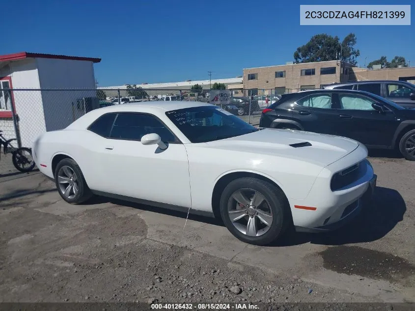 2C3CDZAG4FH821399 2015 Dodge Challenger Sxt