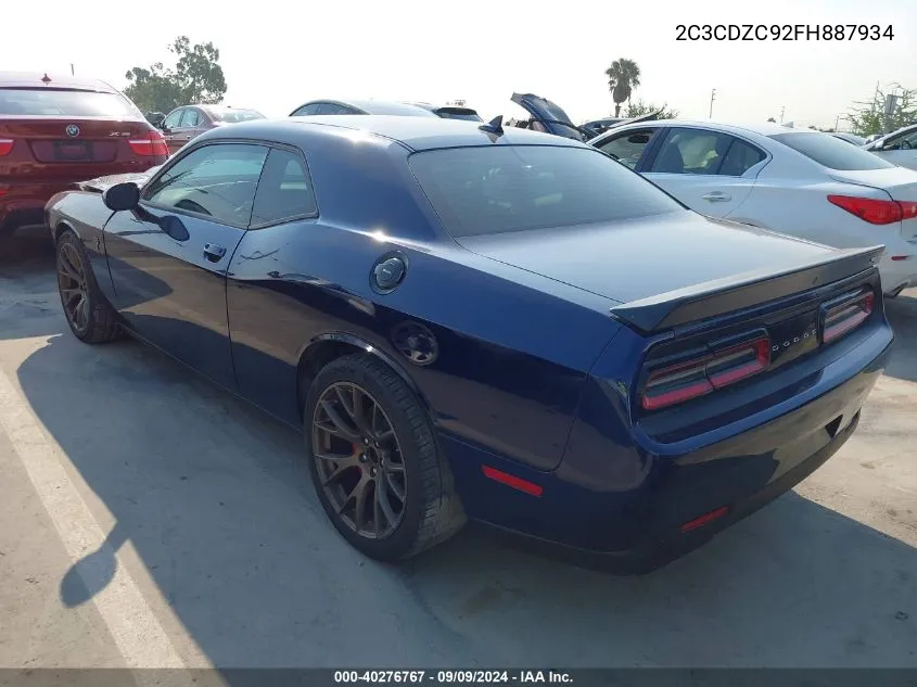 2015 Dodge Challenger Srt Hellcat VIN: 2C3CDZC92FH887934 Lot: 40276767