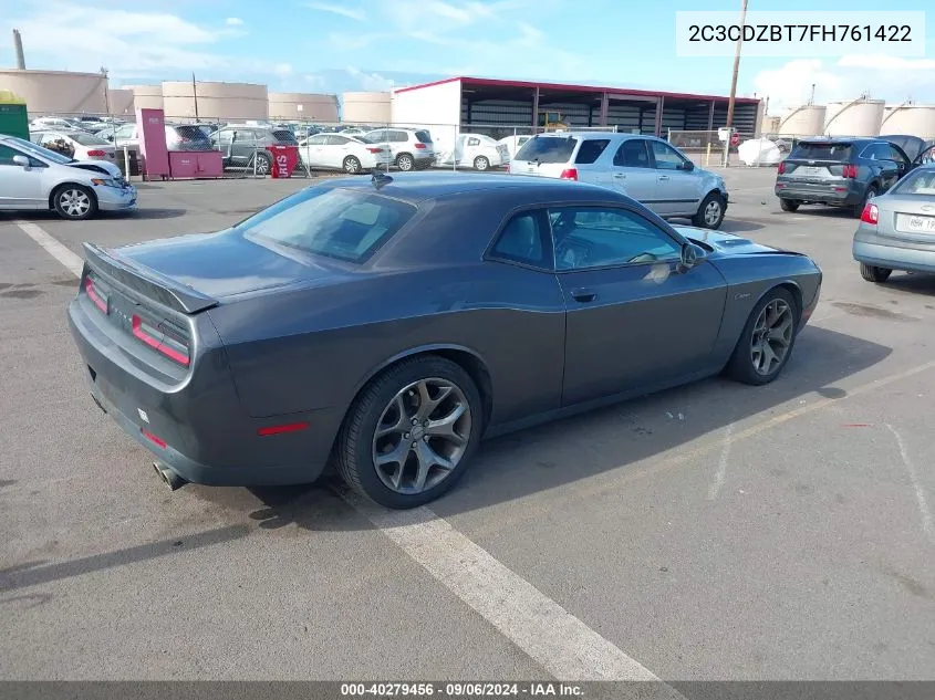 2C3CDZBT7FH761422 2015 Dodge Challenger R/T Plus