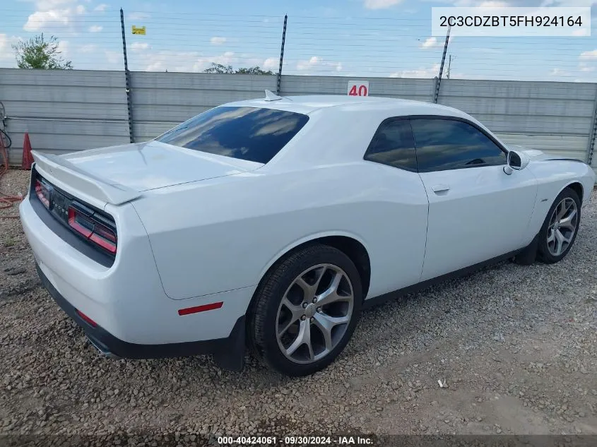 2015 Dodge Challenger R/T Plus VIN: 2C3CDZBT5FH924164 Lot: 40424061