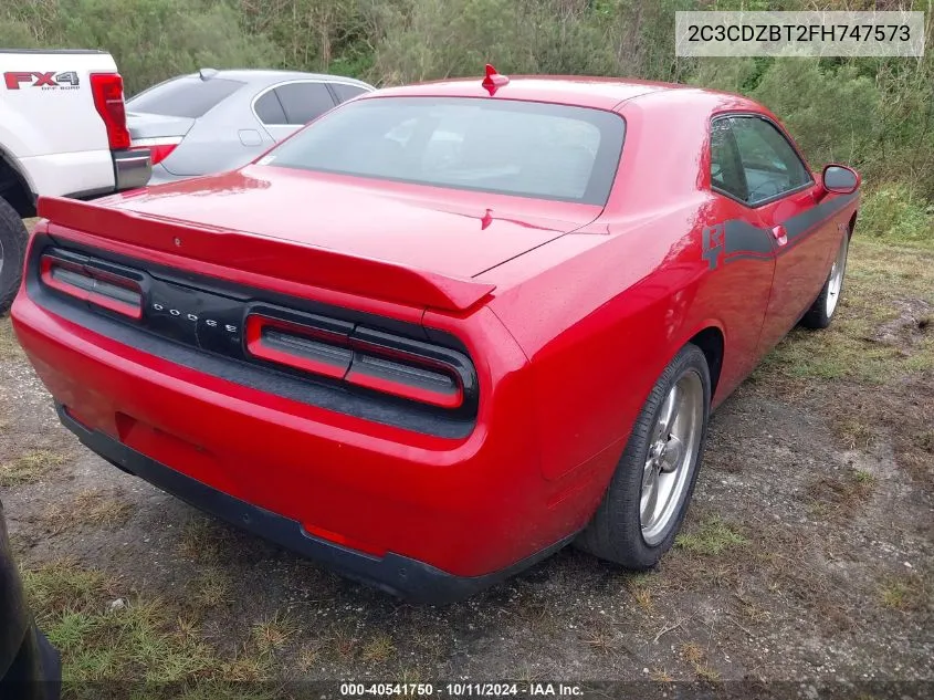 2015 Dodge Challenger R/T Plus VIN: 2C3CDZBT2FH747573 Lot: 40541750