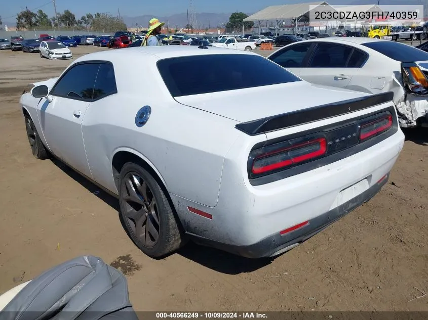 2015 Dodge Challenger Sxt VIN: 2C3CDZAG3FH740359 Lot: 40566249