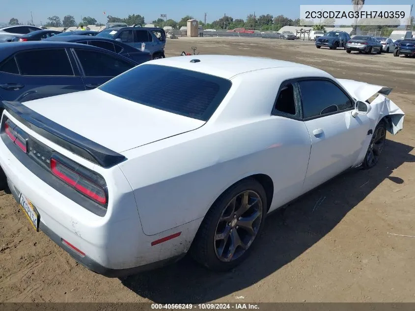 2015 Dodge Challenger Sxt VIN: 2C3CDZAG3FH740359 Lot: 40566249