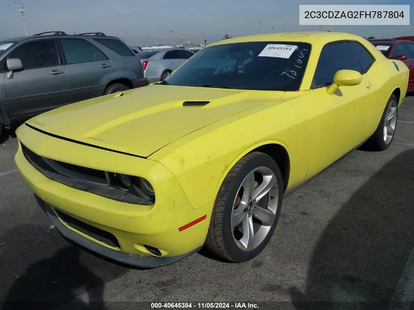 2C3CDZAG2FH787804 2015 Dodge Challenger Sxt