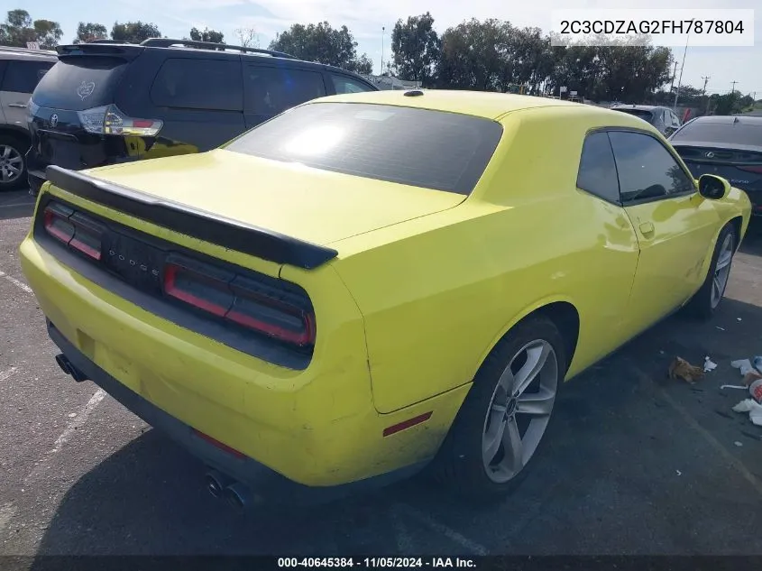 2C3CDZAG2FH787804 2015 Dodge Challenger Sxt