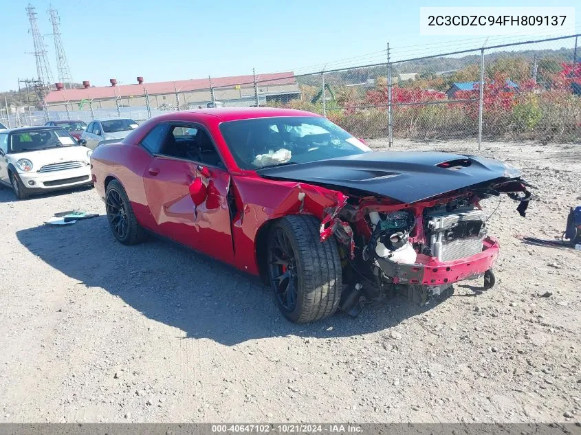 2015 Dodge Challenger Srt Hellcat VIN: 2C3CDZC94FH809137 Lot: 40647102