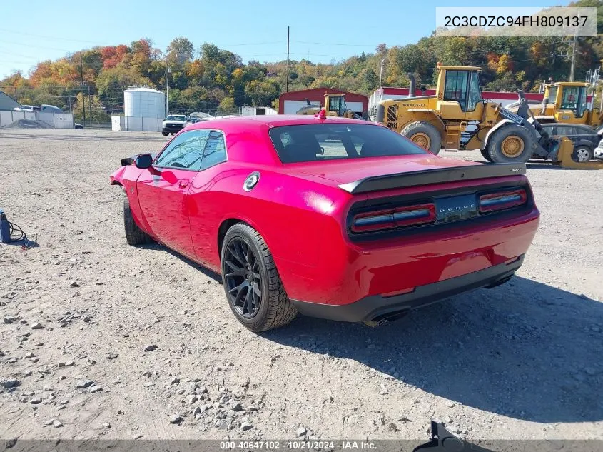 2C3CDZC94FH809137 2015 Dodge Challenger Srt Hellcat