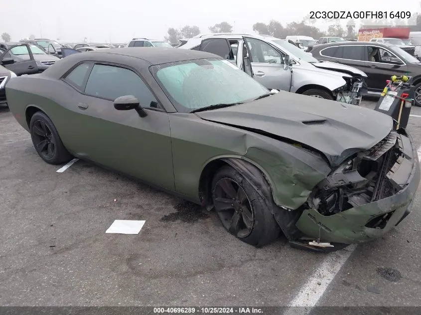 2015 Dodge Challenger Sxt VIN: 2C3CDZAG0FH816409 Lot: 40696289