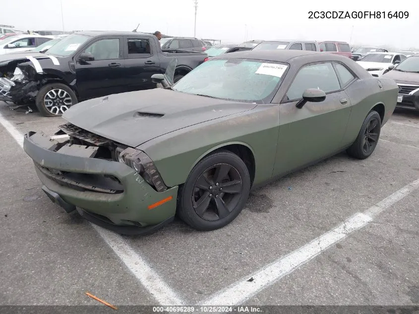 2015 Dodge Challenger Sxt VIN: 2C3CDZAG0FH816409 Lot: 40696289