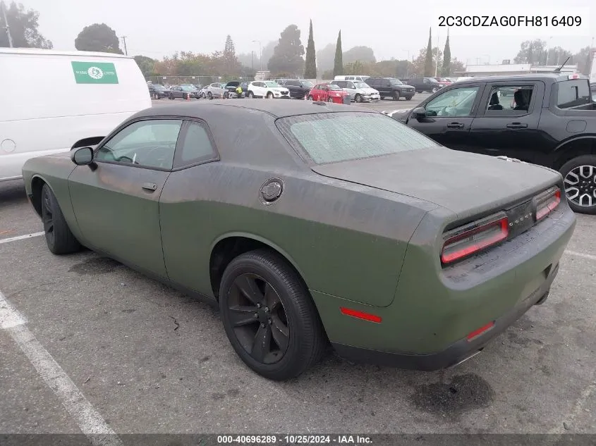 2015 Dodge Challenger Sxt VIN: 2C3CDZAG0FH816409 Lot: 40696289