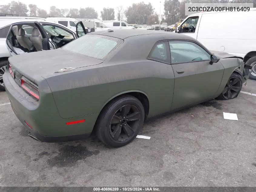 2015 Dodge Challenger Sxt VIN: 2C3CDZAG0FH816409 Lot: 40696289