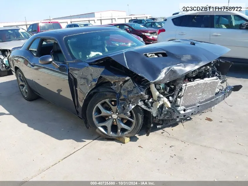 2015 Dodge Challenger R/T Plus VIN: 2C3CDZBT1FH758922 Lot: 40725580