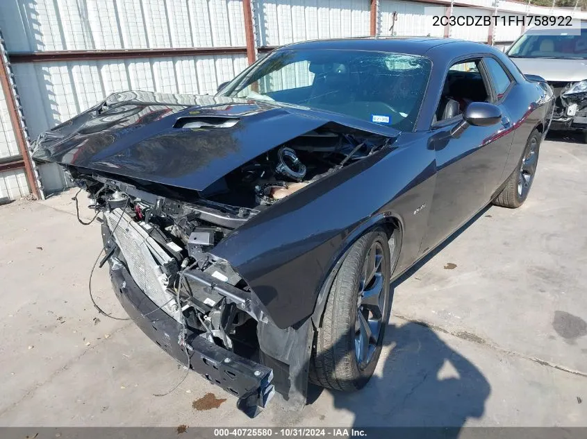 2015 Dodge Challenger R/T Plus VIN: 2C3CDZBT1FH758922 Lot: 40725580