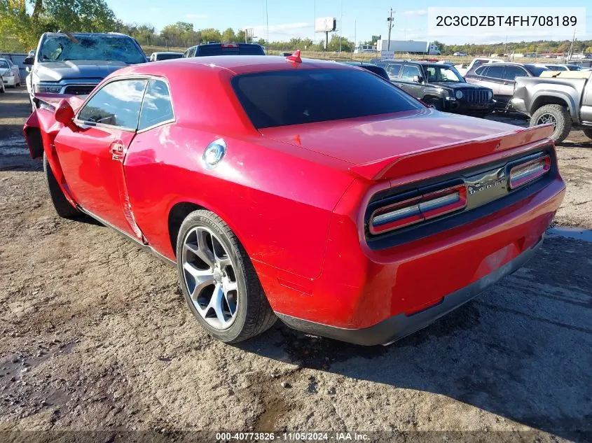 2015 Dodge Challenger R/T Plus VIN: 2C3CDZBT4FH708189 Lot: 40773826