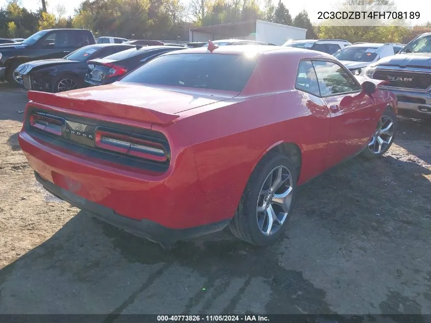 2015 Dodge Challenger R/T Plus VIN: 2C3CDZBT4FH708189 Lot: 40773826