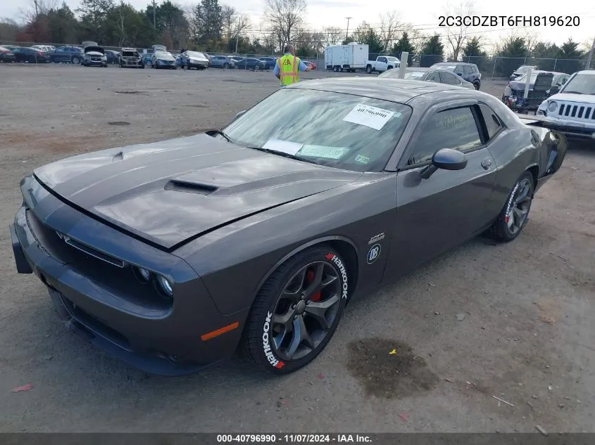 2015 Dodge Challenger R/T Plus VIN: 2C3CDZBT6FH819620 Lot: 40796990