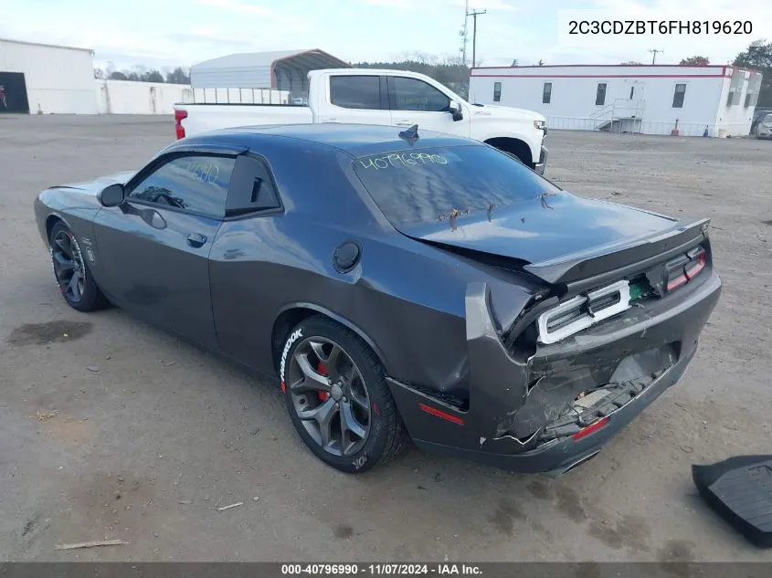 2015 Dodge Challenger R/T Plus VIN: 2C3CDZBT6FH819620 Lot: 40796990