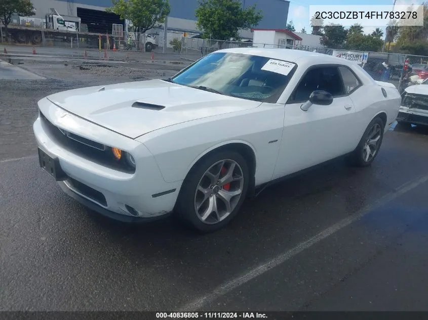 2015 Dodge Challenger R/T Plus VIN: 2C3CDZBT4FH783278 Lot: 40836805