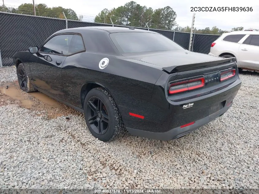 2015 Dodge Challenger Sxt VIN: 2C3CDZAG5FH839636 Lot: 40837578