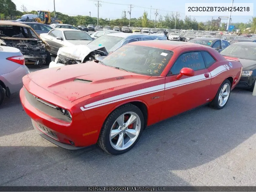 2016 Dodge Challenger R/T VIN: 2C3CDZBT2GH254218 Lot: 12082890